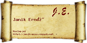 Janik Ernő névjegykártya